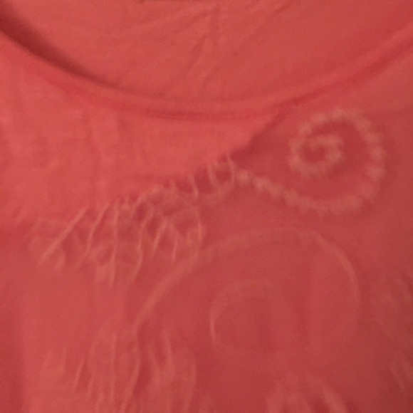 Peach top. Short sleeves. Layered look. - Picture 3 of 5